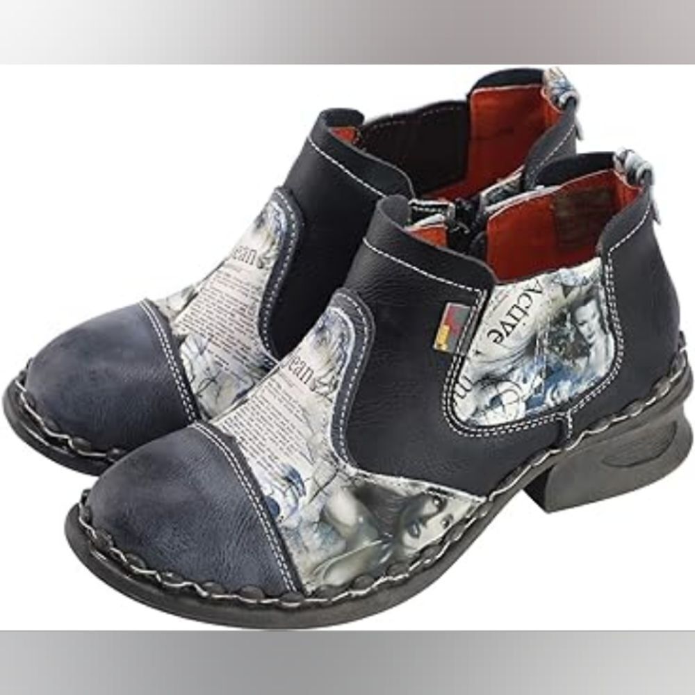 (S-3708)  TMA EYES Women's Leather Ankle Booties with Zipper Sz 42 (11.5)